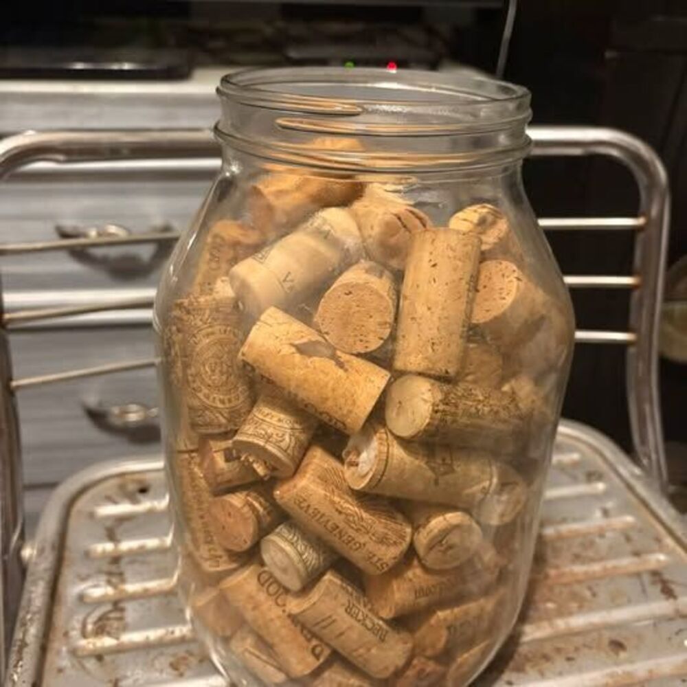Assorted Wine Corks in Glass Jar